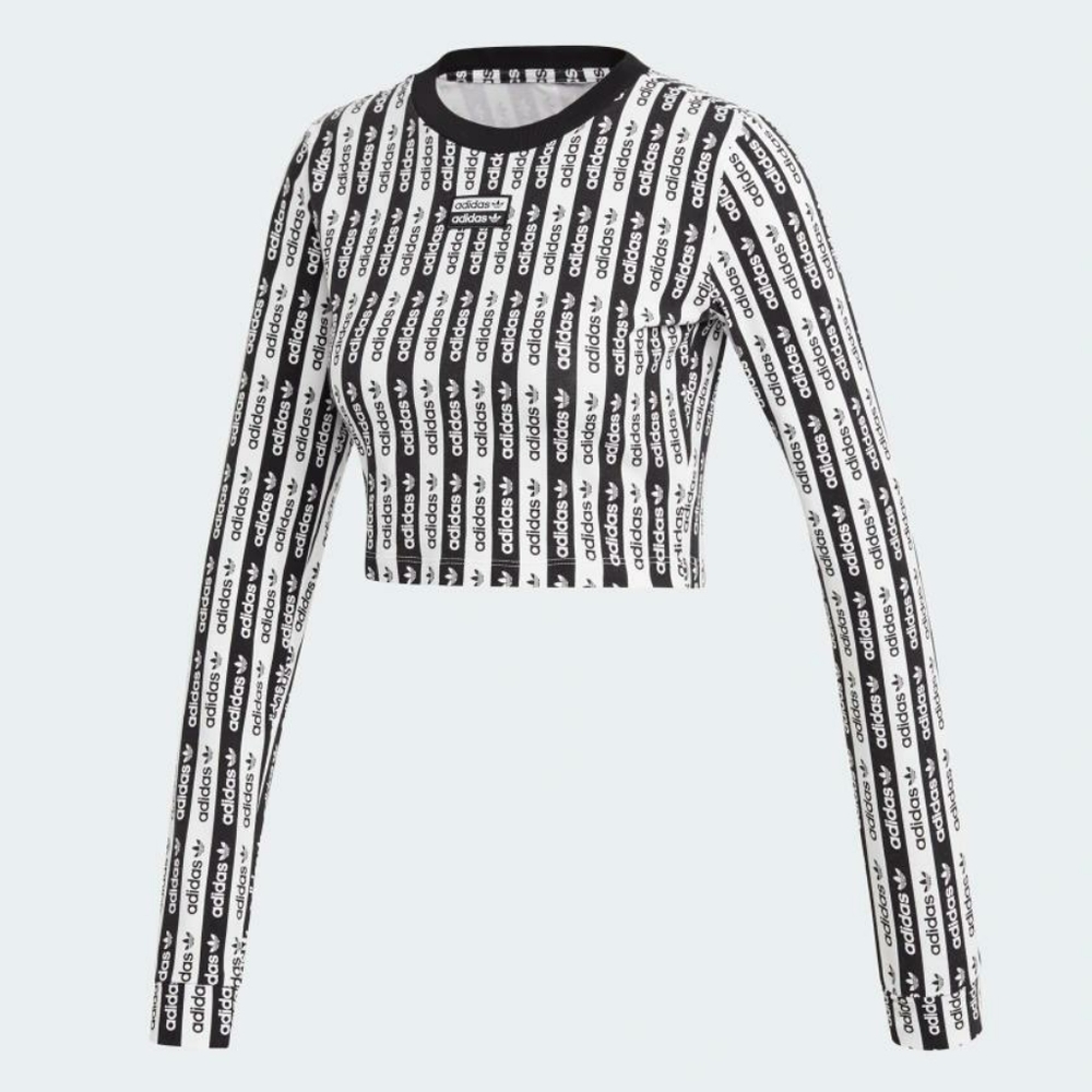 New Adidas Vintage Retro Long Sleeve Crop Top XS
